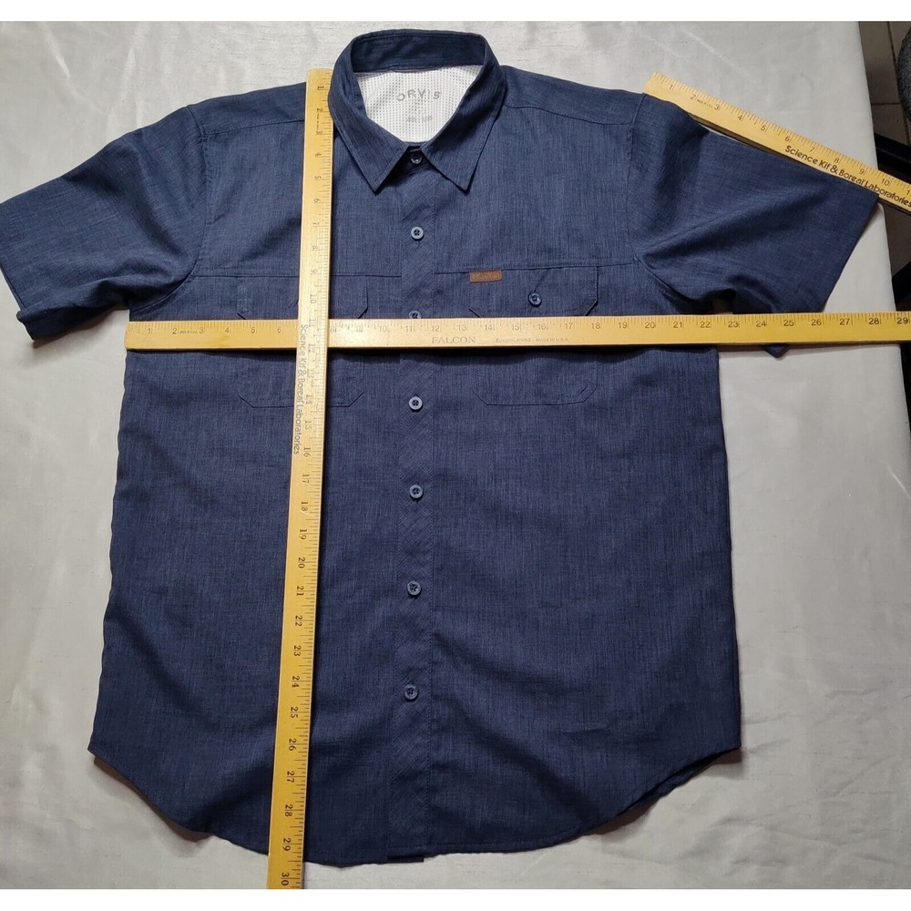 ORVIS Men Medium Blue Black Heather Polyester Button Outdoor Shirt EUC - Picture 8 of 14